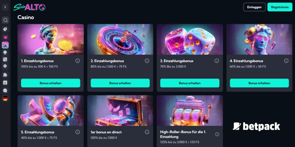 SpinAlto Casino Bonus Übersicht