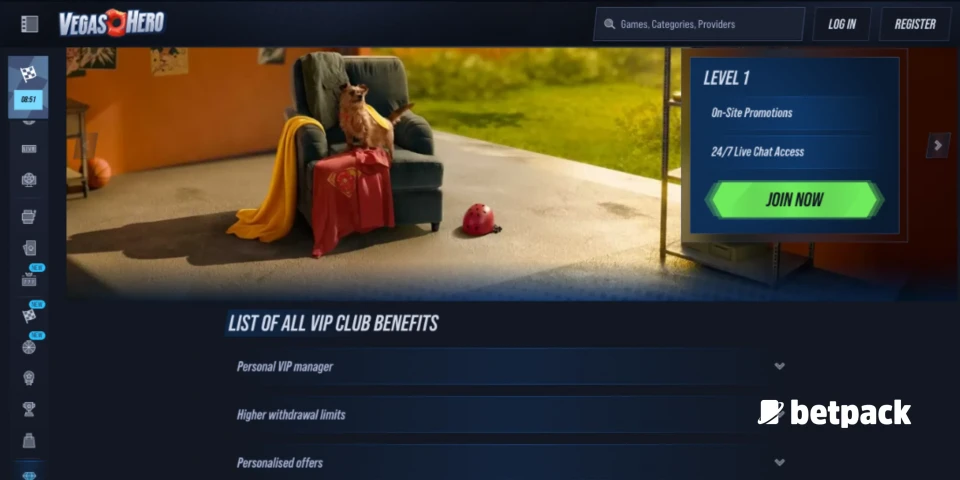 VegasHero Casino VIP Club Overview