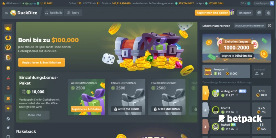 DuckDice Casino Bonus Übersicht