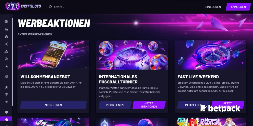 Fastslots Casino Bonus Übersicht